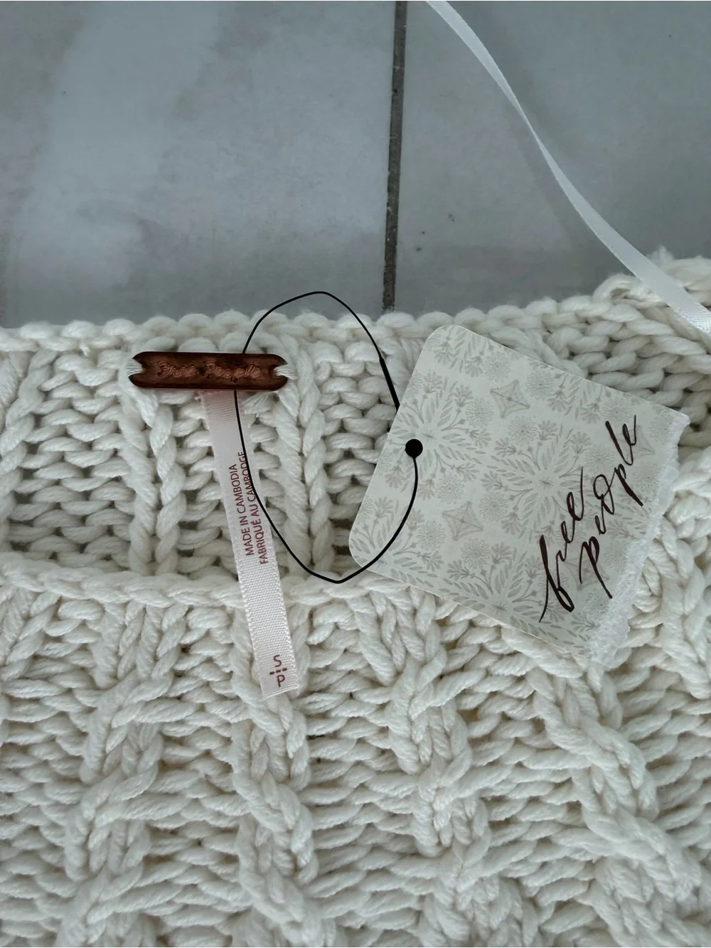 NWT Free People Sandra Cable Stitch Pullover Sweater